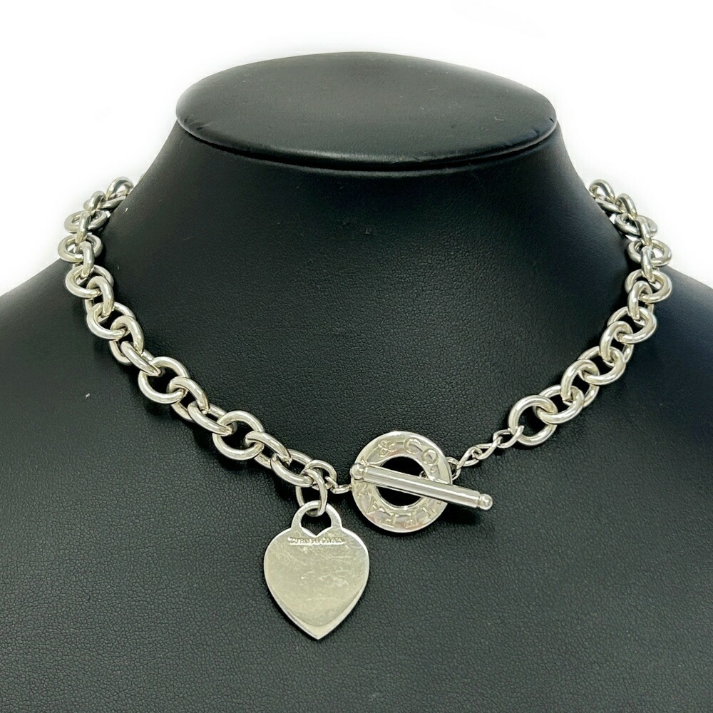 TIFFANY Co Silver Heart Toggle Ring Necklace